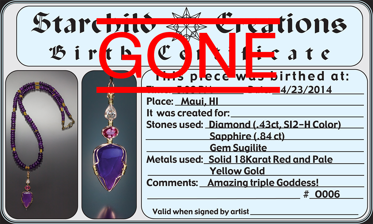 Triple Goddess small certificate photo