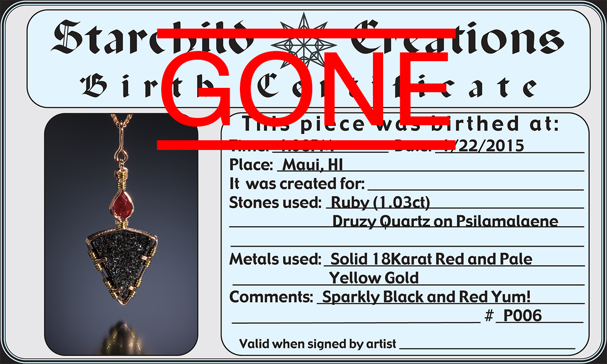 Black Druzy Angel small certificate photo