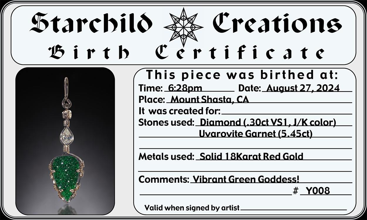 Green Goddess small certificate photo